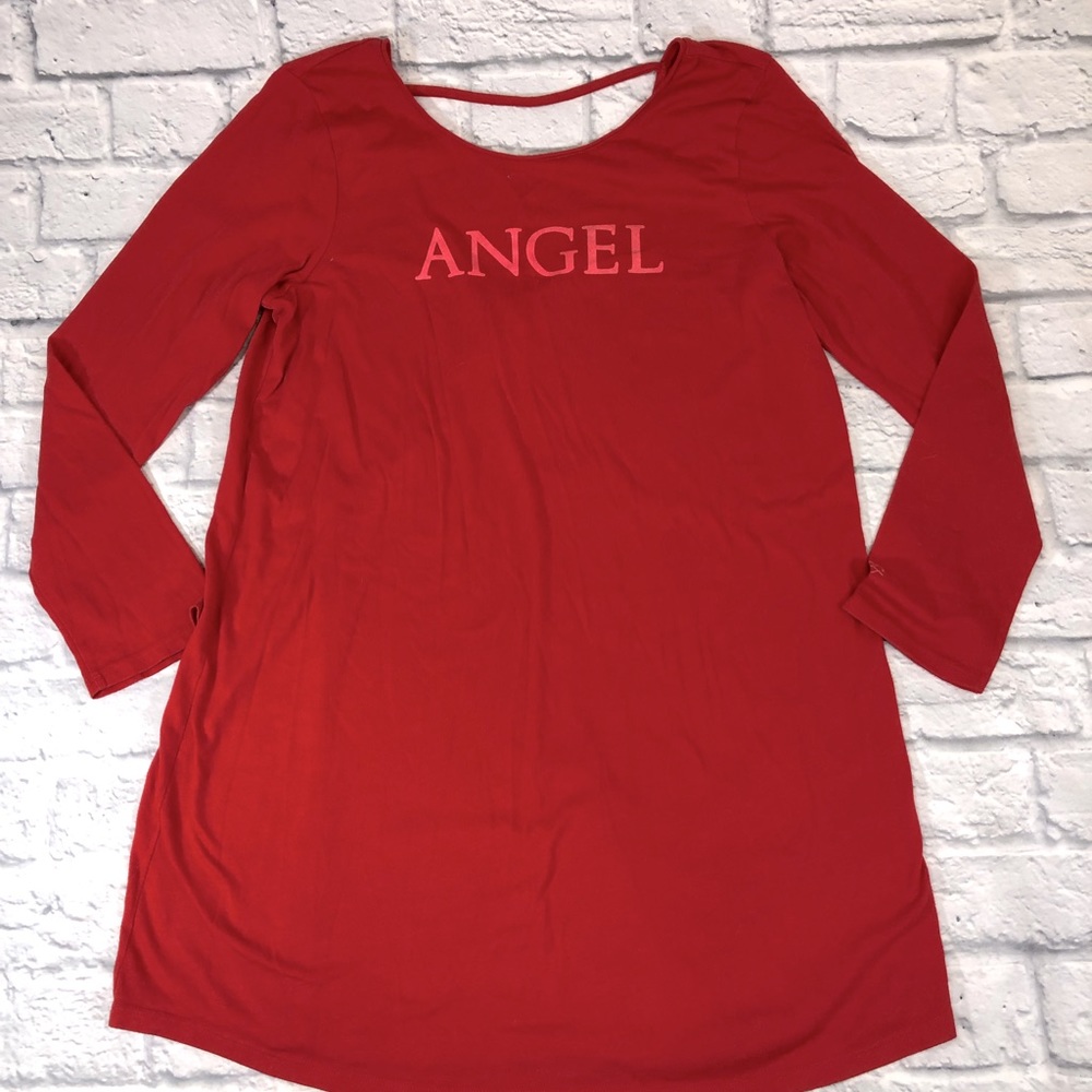 Victoria’s Secret Nightgown Red with Sparkle pink logo ANGEL Sz Large Soft